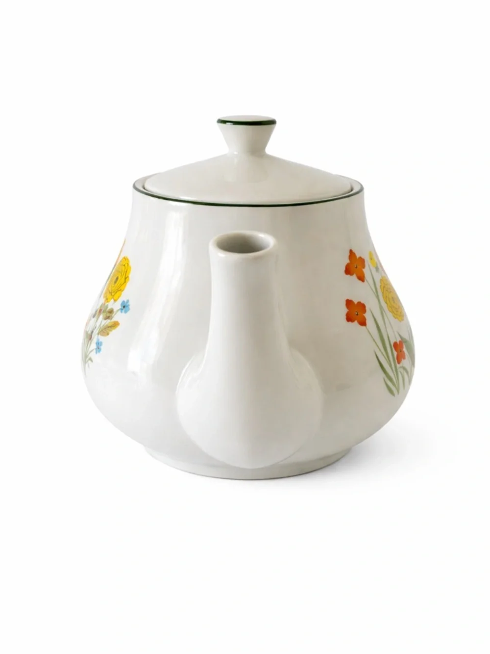Vintage Nevco Japan Floral Teapot Mid-Century Wildflower Porcelain Retro 60s 70s